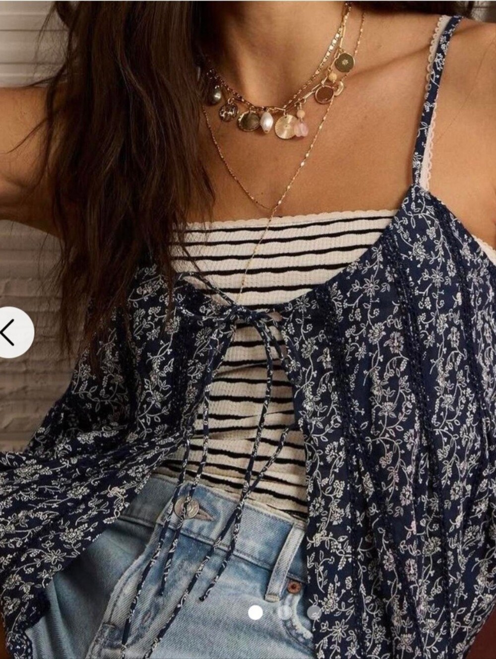 American Eagle Outfitters NWT Navy Floral Tie-Front Cami Size Small